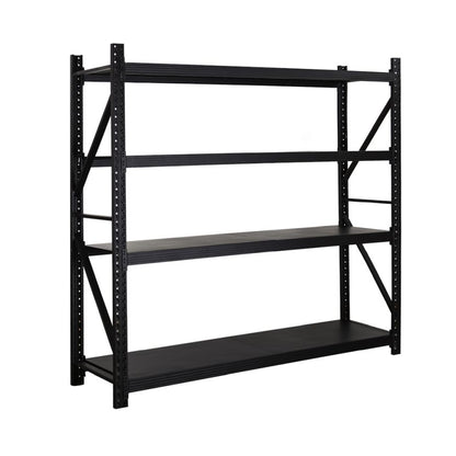 2m X 2m X 60cm Metal Warehouse Garage Shelf Storage Shelving - Black