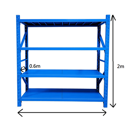 2m X 2m X 60cm Metal Warehouse Garage Shelf Storage Shelving - Blue