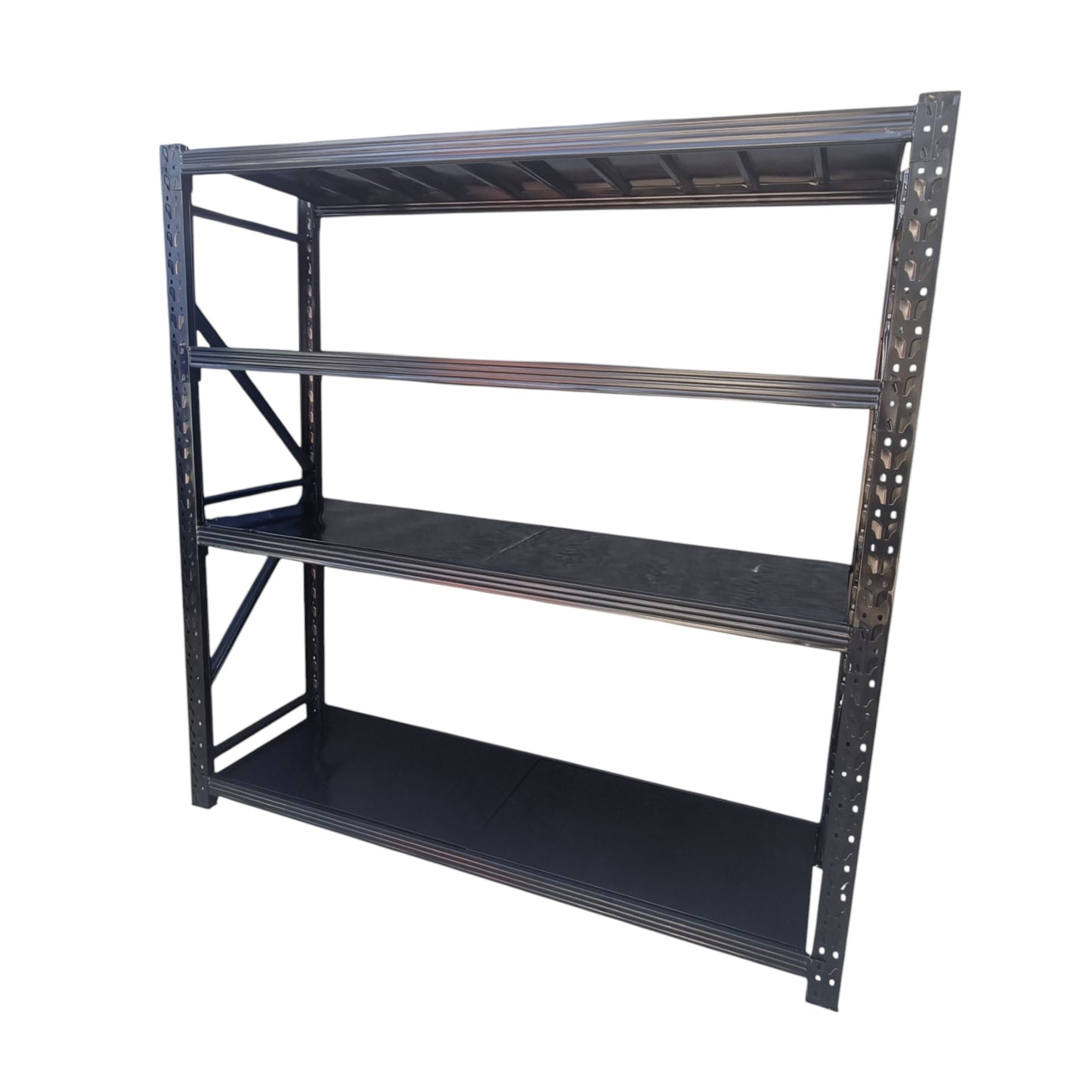 2m X 2m X 60cm Metal Warehouse Garage Shelf Storage Shelving - Gloss Black