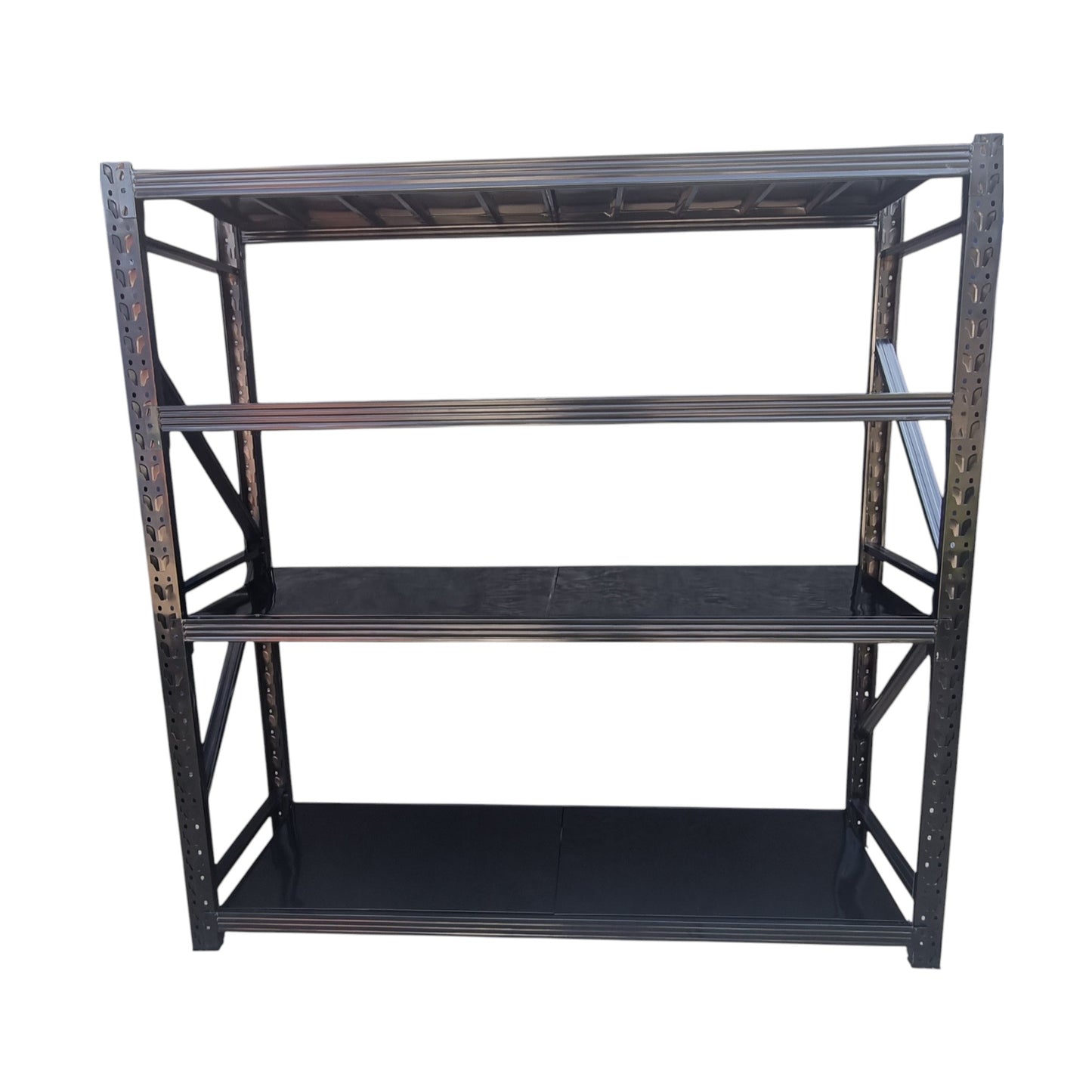 2m X 2m X 60cm Metal Warehouse Garage Shelf Storage Shelving - Gloss Black