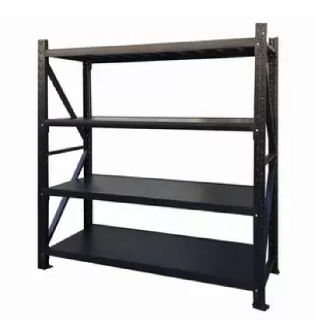 1.5m X 2m X 60cm Metal Warehouse Garage Shelf Storage Shelving - Black