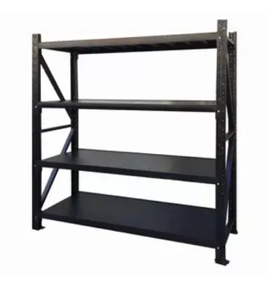 1.5m X 2m X 60cm Metal Warehouse Garage Shelf Storage Shelving - Black